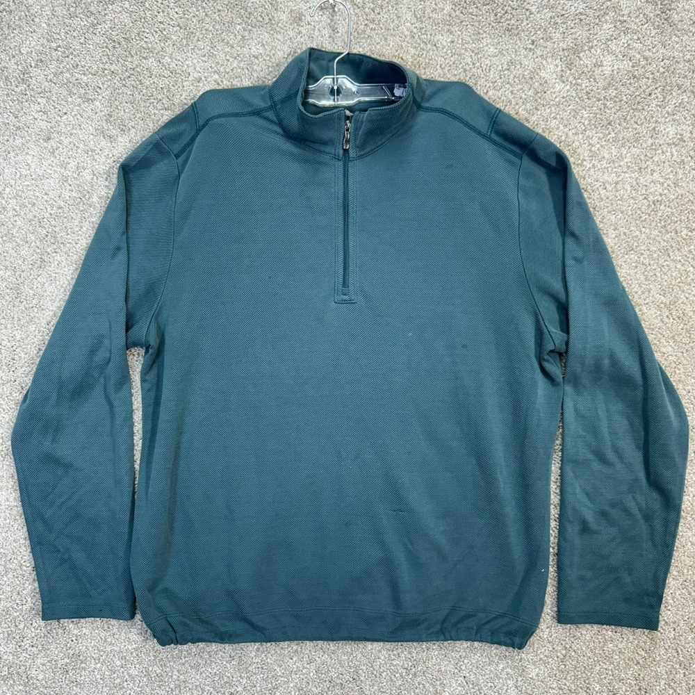 Tommy Bahama Quarter Zip Pullover Mens Large Teal Green Textured Coastal L